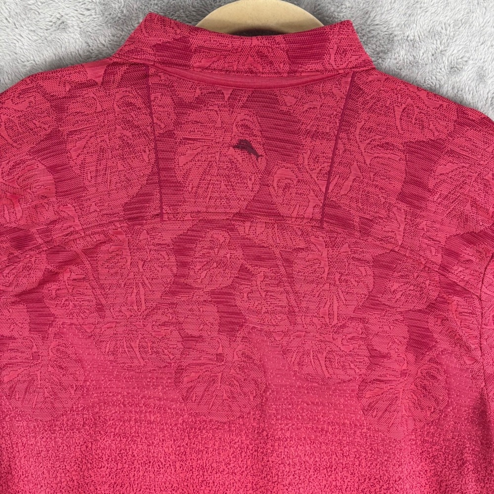 Tommy Bahama Golf Polo‎ IslandZone Large Red Floral Print Hawaiian Tropical UPF - Picture 6 of 12